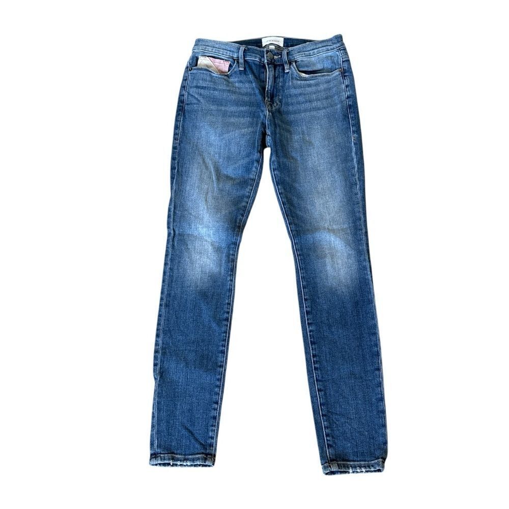 FRAME Le Skinny de Jeanne Jeans ~ Size 28 Medium Wash, Patchwork Pocket - Picture 3 of 7